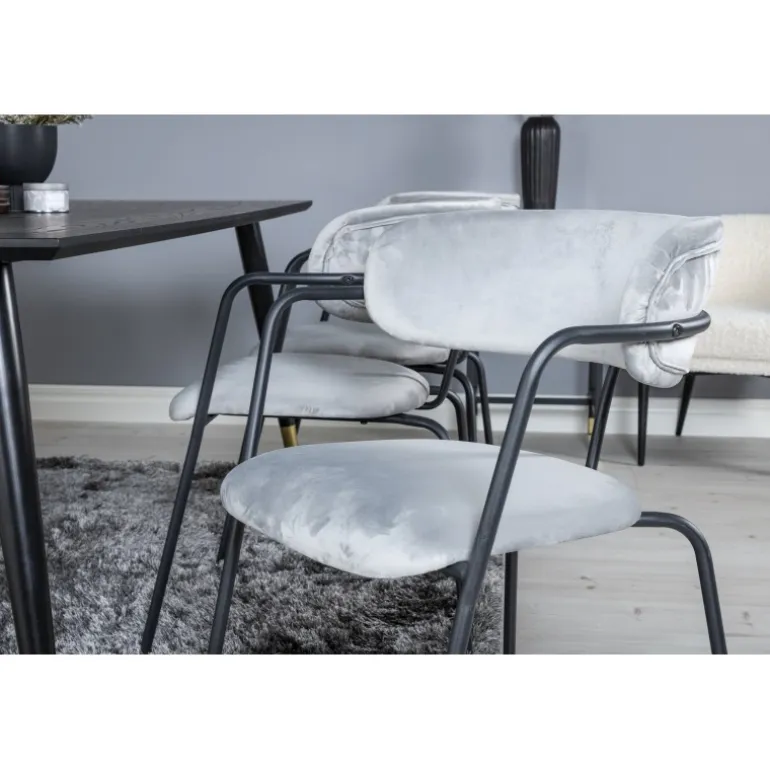 Dipp t Spisebordssæt - Sort, Messing Grå