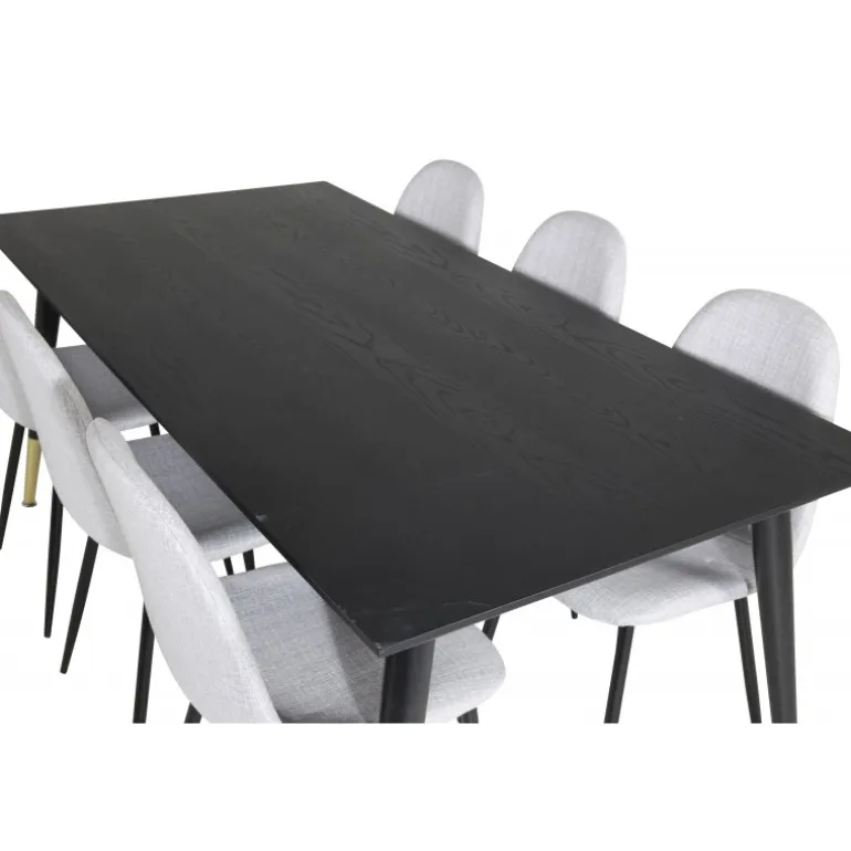 Dipp t Spisebordssæt - Sort, Messing og Lysegrå