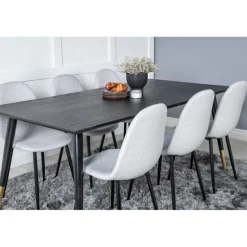 Dipp t Spisebordssæt - Sort, Messing og Lysegrå