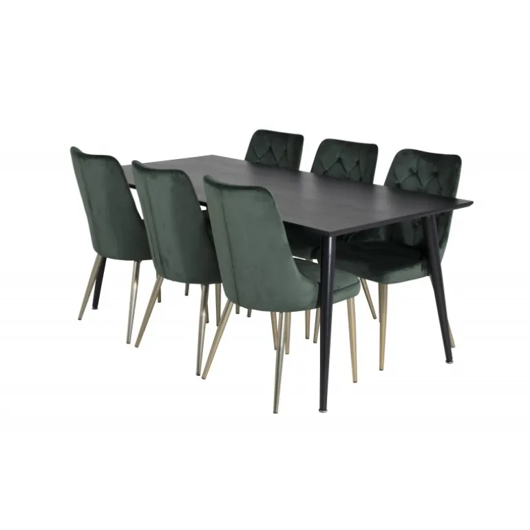 Dipp t Spisebordssæt - Sort, Messing og Grøn