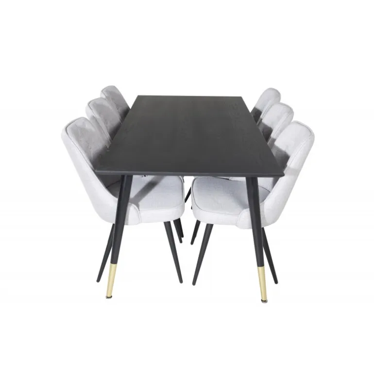 Dipp t Spisebordssæt - Sort, Messing og Lysegrå