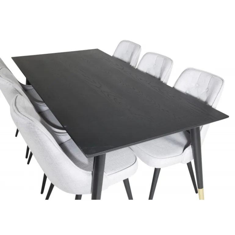 Dipp t Spisebordssæt - Sort, Messing og Lysegrå