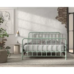 Dobbeltseng Bronxx 160 x 200 cm – olivengrøn metal