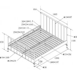 Dobbeltseng metal 160 x 200 cm – Bronxx, sort