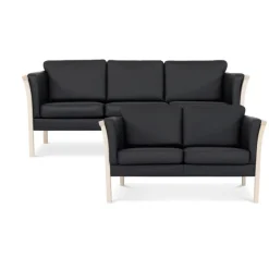 Dragør 3+2 sofasæt - Sort bonded læder