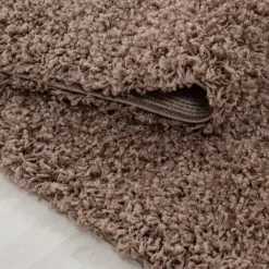 Dream Rund Shaggy tæppe Ensfarvet - Mokka