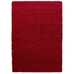 Dream Shaggy tæppe Ensfarvet - Rød