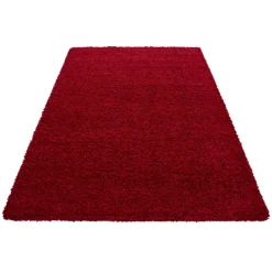 Dream Shaggy tæppe Ensfarvet - Rød