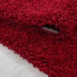 Dream Shaggy tæppe Ensfarvet - Rød