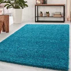 Dream Shaggy Tæppeløber Ensfarvet - Turkis