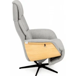 Dundee lænestol med indbygget skammel - Stof