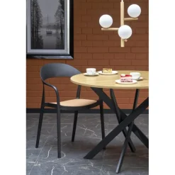 EDGAR bord, top - gylden eg, ben - Sort