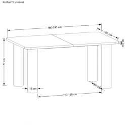 ELEFANTE REKTANGULÆR Spisebord med udtræk, Naturlig eg