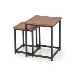 ELZA sæt af 2 sofaborde, Valnød/Sort