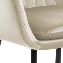 Emilia spisebordsstol med armlæn sandfarvet velour