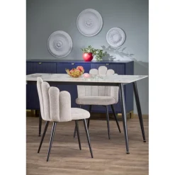 EMILIO 120 bord, - top - Hvid marmor, ben - Sort