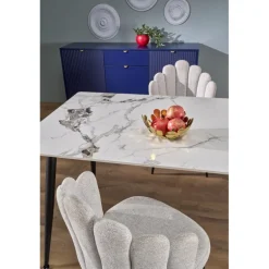 EMILIO 120 bord, - top - Hvid marmor, ben - Sort