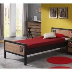 Enkeltseng 90 x 200 – Alex, natur/træ og metal