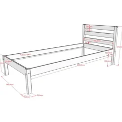 Enkeltseng 90 x 200 – Pino, hvid