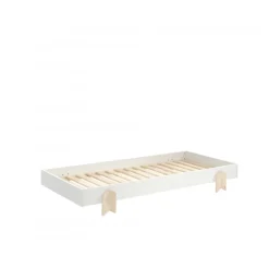 Enkeltseng 90 x 200 cm – Modulo, hvid stabelbar med pileben