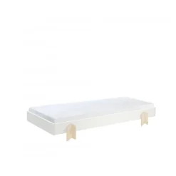 Enkeltseng 90 x 200 cm – Modulo, hvid stabelbar med pileben