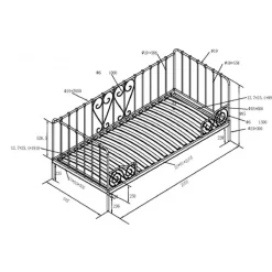 Enkeltseng daybed 90 x 200 cm – Alice, sort metal