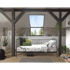 Enkeltseng daybed 90 x 200 cm – Alice, sort metal