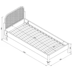 Enkeltseng i eg med rattan – Olive 90 x 200 cm