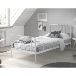 Enkeltseng i metal – Alice 90 x 200 cm, hvid