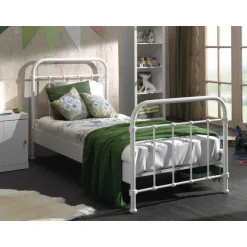 Enkeltseng metal 90 x 200 – New York, hvid