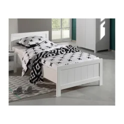 Enkeltseng 90x200 – Erik, hvid lakeret MDF og fyr