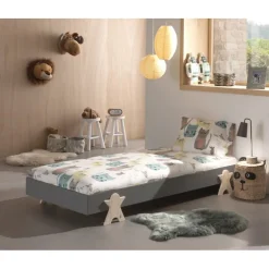 Enkeltseng 90x200 – Modulo Smiley, grå