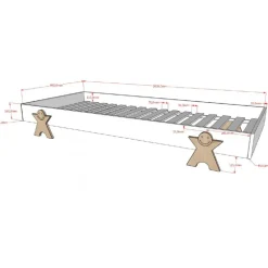 Enkeltseng 90x200 – Modulo Smiley, grå