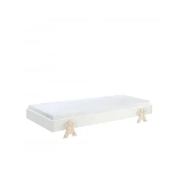 Enkeltseng 90x200 – Modulo, stabelbar med smiley-ben, hvid