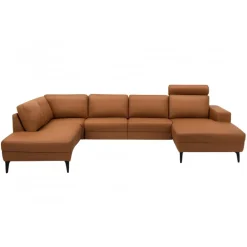 Esbjerg Læderhjørnesofa med chaiselong Cognac - Højrevendt