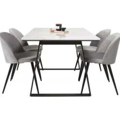 Estelle e Spisestuesæt - Sort, Lysegrå og Hvid