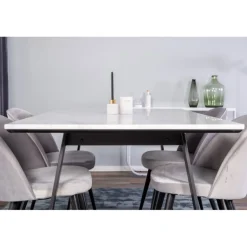 Estelle e Spisestuesæt - Sort, Lysegrå og Hvid