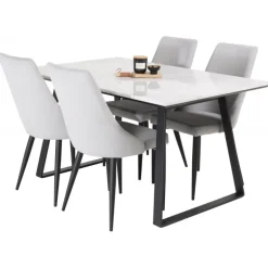 Estelle Marmor Spisestuesæt med 4 spisestole