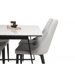 Estelle Marmor Spisestuesæt med 4 spisestole