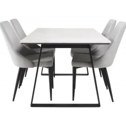 Estelle Marmor Spisestuesæt med 4 spisestole