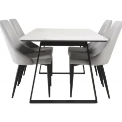 Estelle Marmor Spisestuesæt med 4 spisestole