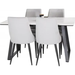 Estelle Marmor Spisestuesæt med 4 spisestole