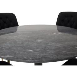 Estelle Rund Spisebordssæt - Sort og Messing