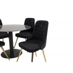 Estelle Rund Spisebordssæt - Sort og Messing