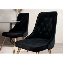 Estelle Rund Spisebordssæt - Sort og Messing