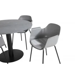 Estelle Rund Spisebordssæt - Sort og Grå