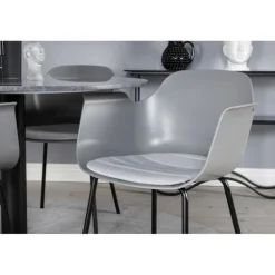 Estelle Rund Spisebordssæt - Sort og Grå