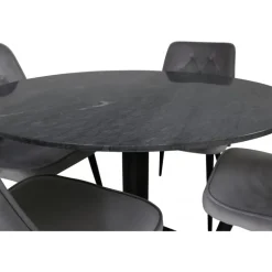 Estelle Rundt Spisebordssæt - Sort og Lysegrå