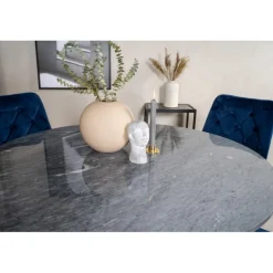 Estelle Rundt Spisebordssæt - Sort, Blå og Messing