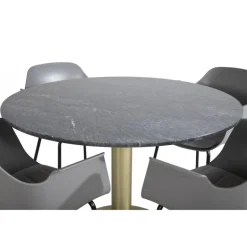 Estelle Rundt Spisebordssæt - Sort, Messing Grå